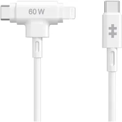 Hyper® HyperJuice USB-C und Lightning Hybrid-Silikonkabel (1,5m) - Weiß