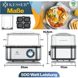Kesser Elektrischer Eierkocher, Eierkocher, Schwarz, Silber