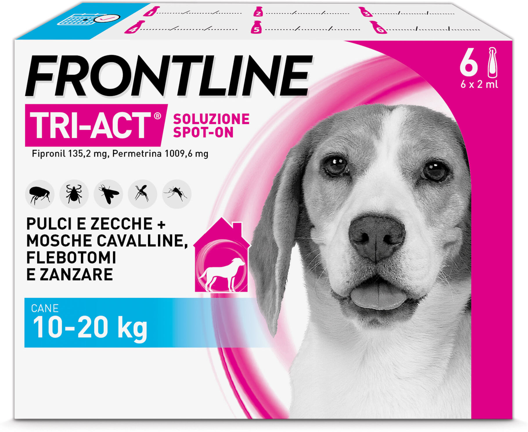 Frontline Tri-Act Antiparassitario Per Cani Contro Parassiti E Insetti Volanti 10-20Kg 6 PIPETTE