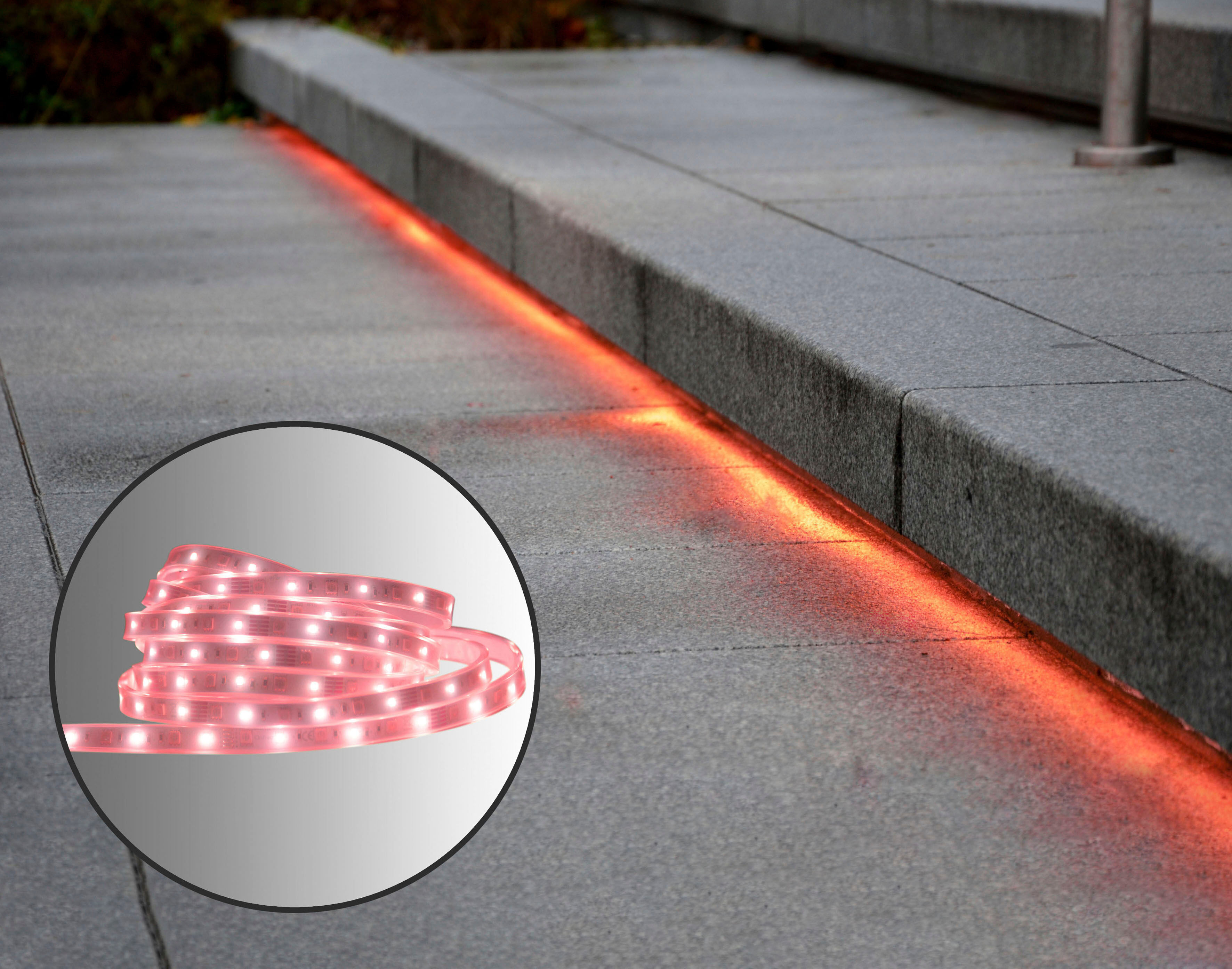 NÄVE LED Stripe "Outdoor", weiß, Gesamtlänge 5m, Lichterketten, Farbwechsel, Dimmfunktion, Fernbedienung, Länge 500cm, RGB, IP44, LED Stripe