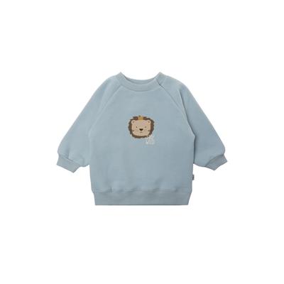 Sweatshirt LILIPUT "Stay Wild", Mädchen, Gr. 122/128, blau (hellblau), 80% Baumwolle, 20% Polyester, bedruckt, normal, Rundhals, Sweatshirts Sweatshirt, mit niedlichem Löwen-Print