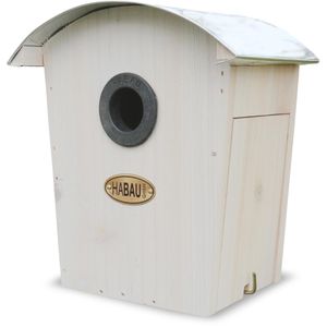 Habau Vogelhaus Nistkasten 2963, FluglochØ 28/32mm, zum Hängen, 18,5 x 19 x 13,5cm, mit Blechdach