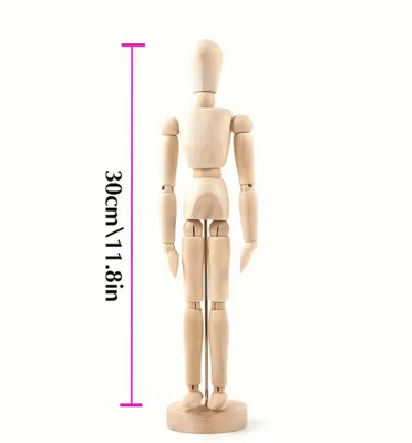 Inspire Picks Poseable Wooden Artist Mannequin Adjustable Drawing Reference Figure 30cm Wooden Man