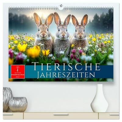 Tierische Jahreszeiten (hochwertiger Premium Wandkalender 2027 DIN A2 quer), Kunstdruck in Hochglanz