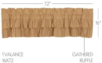 VHC Brands Primitive Kitchen Curtains VHC Star Valance Rod Pocket Cotton Star Appliqued