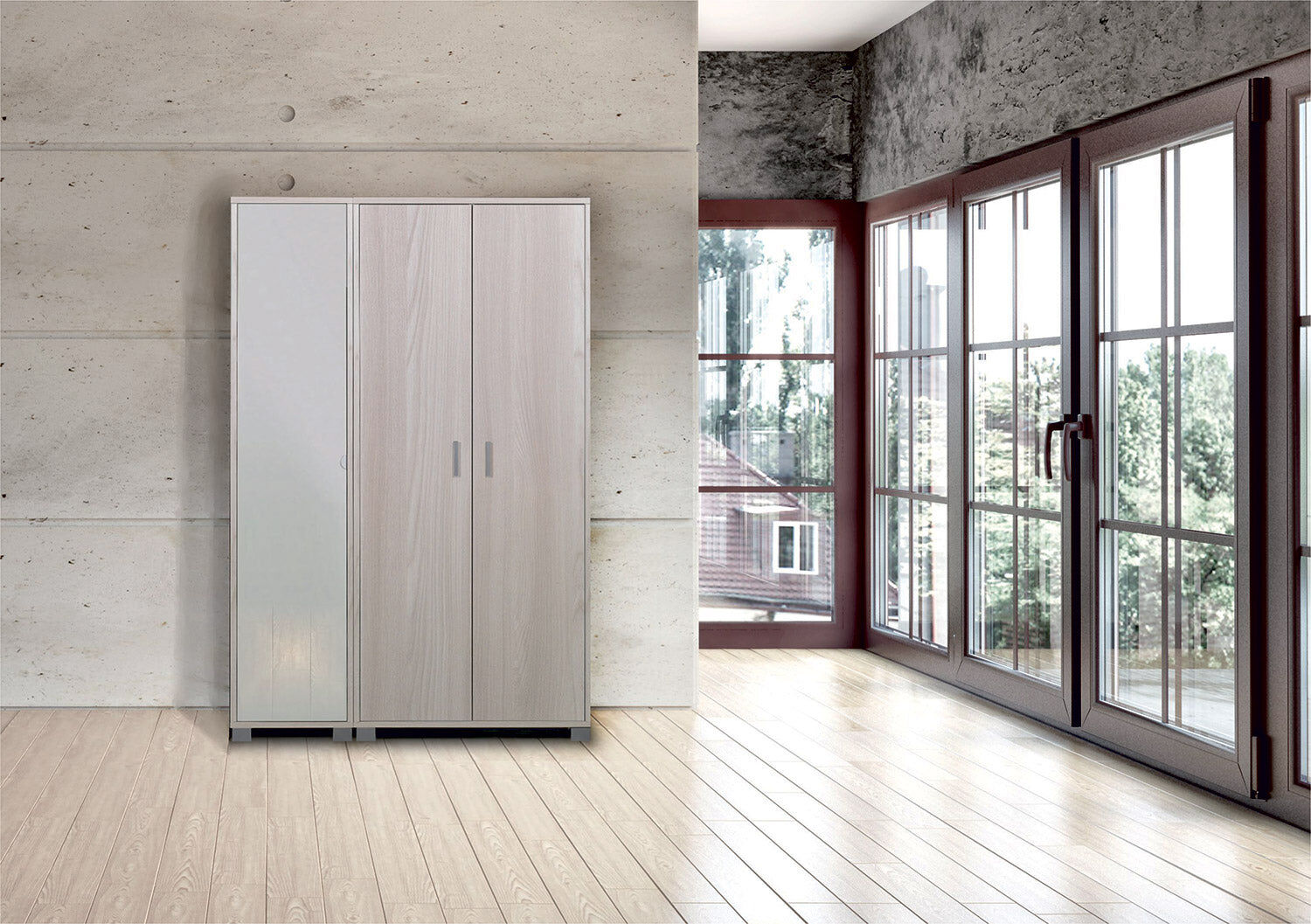 giordanoshop Armadio 1 Anta con Specchio 43x190x29 cm Olmo Chiaro...