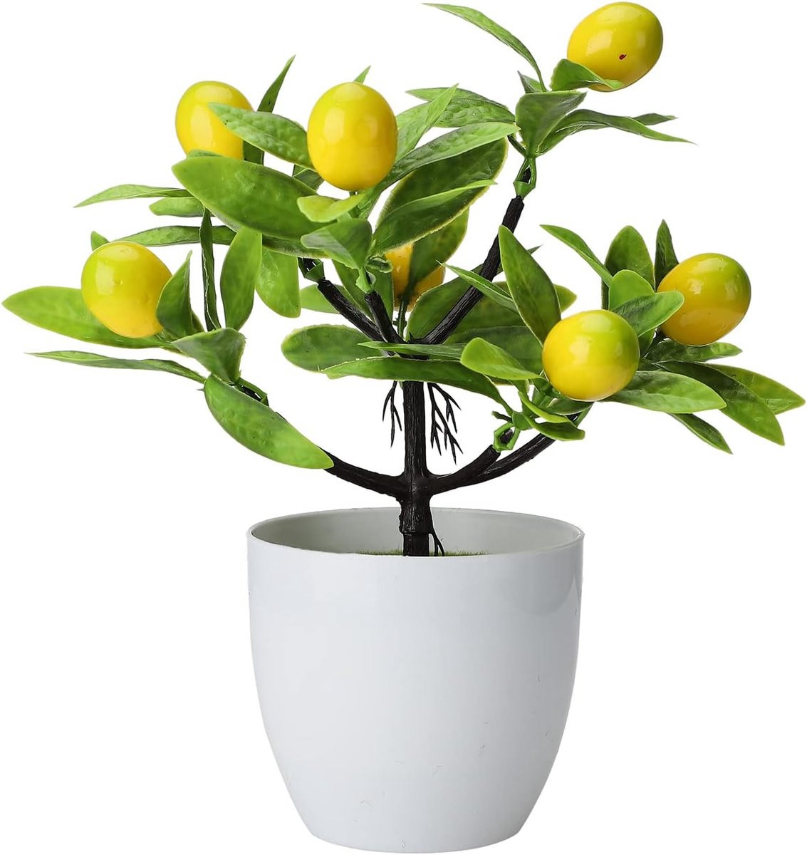 Mini Citroenboom Kunstplant - Bonsai Citroenboom - Hoogte: 24 cm - Citroengeel