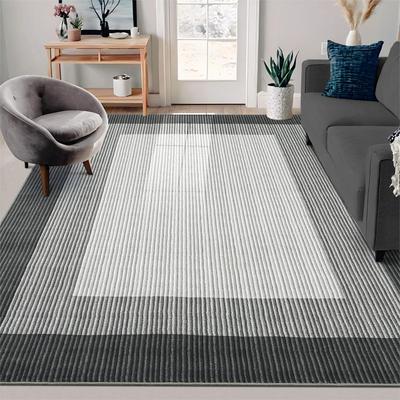 Garvee Ribbed Pattern Modern Washable Stripes Area Rug