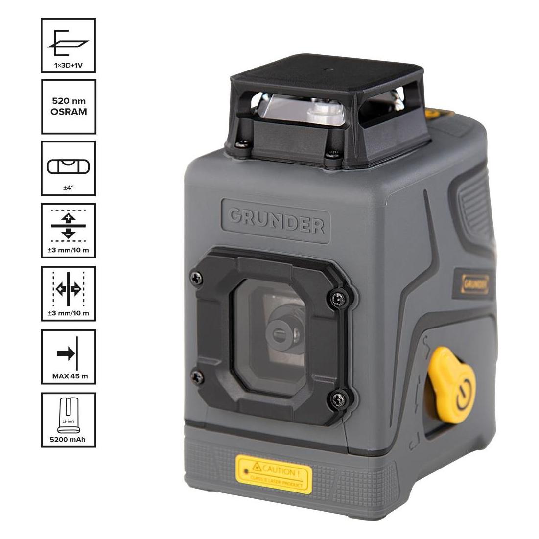 Grunder CORDLESS LASER LEVEL 1X3D+1V MTM330B (MTM330B)
