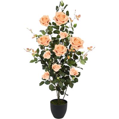 Kunstbaum I.GE.A. "Rosenbusch im Topf", orange, B:45cm H:115cm L:45cm, Obermaterial: 95% Polyester, 5% Kunststoff, Kunstpflanzen, Kunstrosen Kunstpflanzen Rosenstrauch Deko Hochzeit