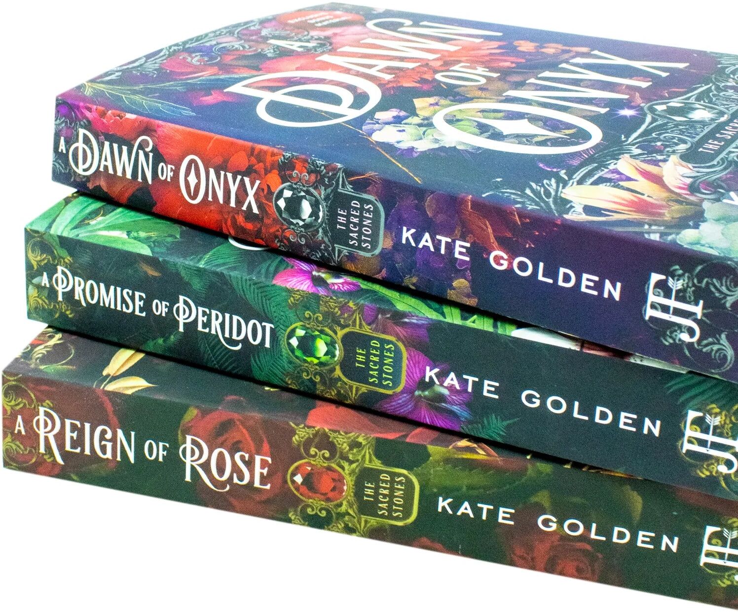 Arcadia Sacred Stones Trilogy by Kate Golden - 3 Books Collection Set (A Dawn of Onyx, A Promise of Peridot, A Reign of Rose) - Paperback Fantasy Romance
