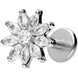 Titan Labret mit Innengewinde KRISTALLBLUME
