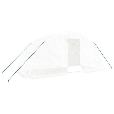 Helloshop26 - Gewächshauszelt für Pflanzen Blumen und Gemüse mit Stahlrahmen 10 m² 5 x 2 x 2,3 m weiß