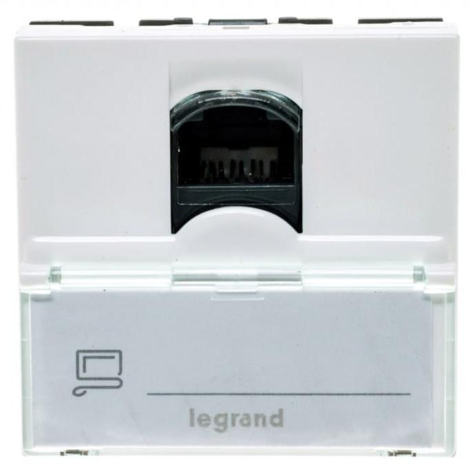 Legrand MOSAIC enkele RJ45-aansluiting Cat. 6 UTP met labelveld wit