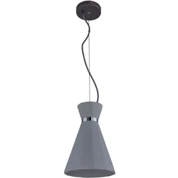 Pendelleuchte Hängelampe Esszimmer Hängeleuchte Pendellampe Beton Kegelleuchte, Metall Chromring grau, 1x E27 Fassung, DxH 20x177,5 cm