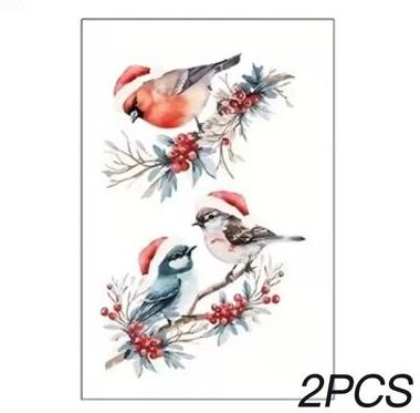 Uplifted Finds Christmas Bird And Tree Branch Window Static Stickers Set 2 Pcs