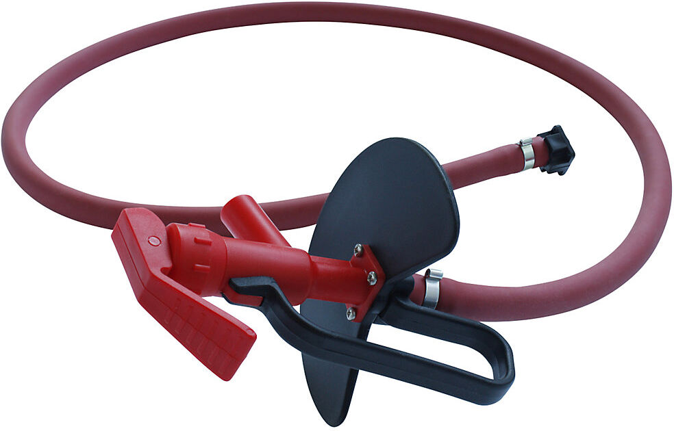 Handpumpen-Abgabeschlauch mit Zapfhahn, für Laugen, rot, Länge 1,5 m, ab 5 Stk Jessberger