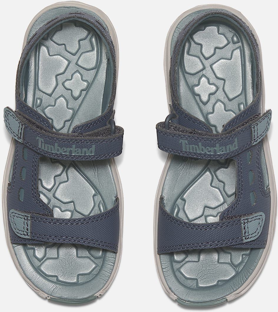 Sandale TIMBERLAND "MOSS JUMP BACKSTRAP SANDAL", Mädchen, Gr. 29, blau (dunkelblau), Leder, Schuhe Sandale, aus Leder dunkelblau 29
