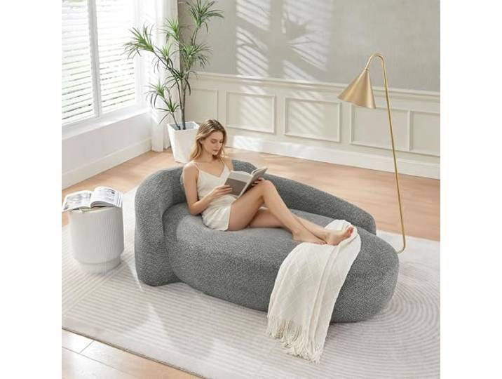 Ropilly Teddyfleece Sofa weich gepolsterte Schaumstoff Couch abgerundet für Wohnzimmer Schlafzimmer Studio