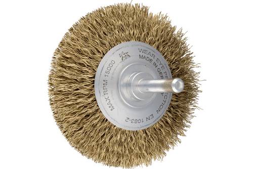 PFERD TOOLS Kegelbürste ungezopft KBU Ø70x10mm Schaft-Ø6mm vermessingter Stahl-Litzen-Draht-Ø0,25mm KBU 7010/6 LIT STM 0,25 4