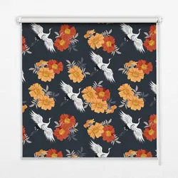 INNENROLLO - Fensterrollo - Rollo - 70x140 cm - Blumen und Kraniche