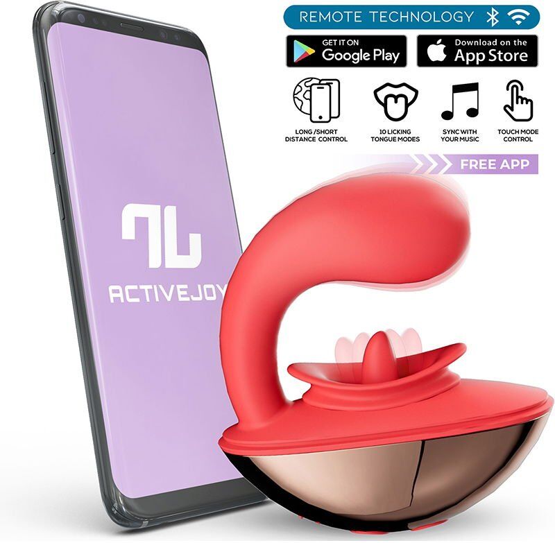 Intoyou Rondy - Vibromasseur clitoridien et langue léchante avec application - Rouge