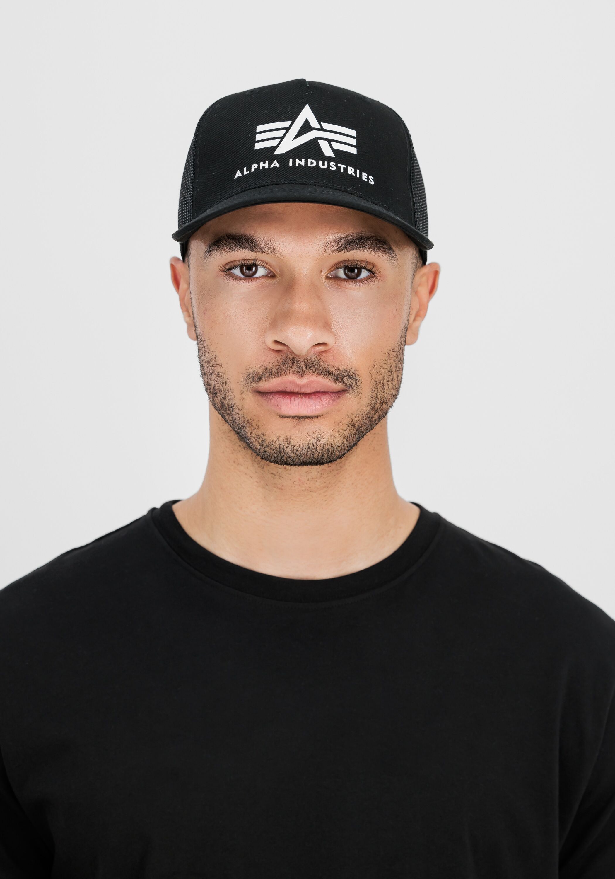 Trucker Cap ALPHA INDUSTRIES "Basic Trucker Cap", Gr. onesize, schwarz, Baumwolle, Caps Trucker Cap