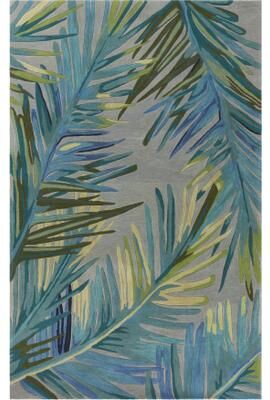 Domani Classics Palm Tree Blues Hand-Tufted Wool Area Rug