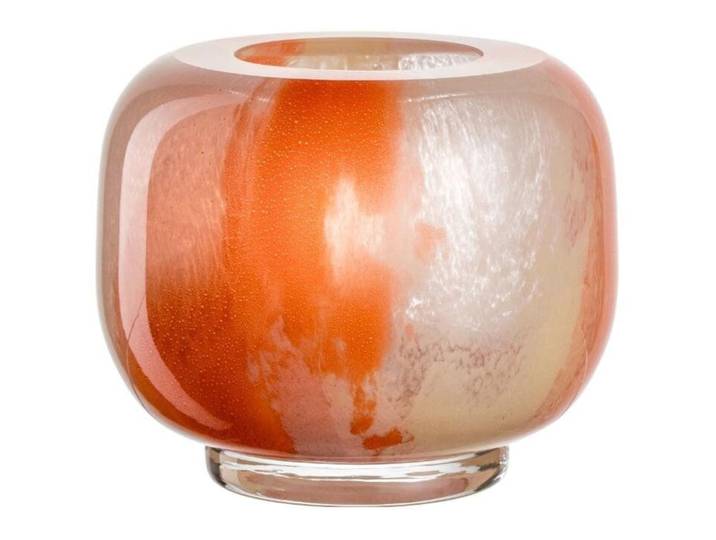 Vase Leonardo Orange/Crème Kalk-Natron-Glas D 12.5 cm H 12.5 cm