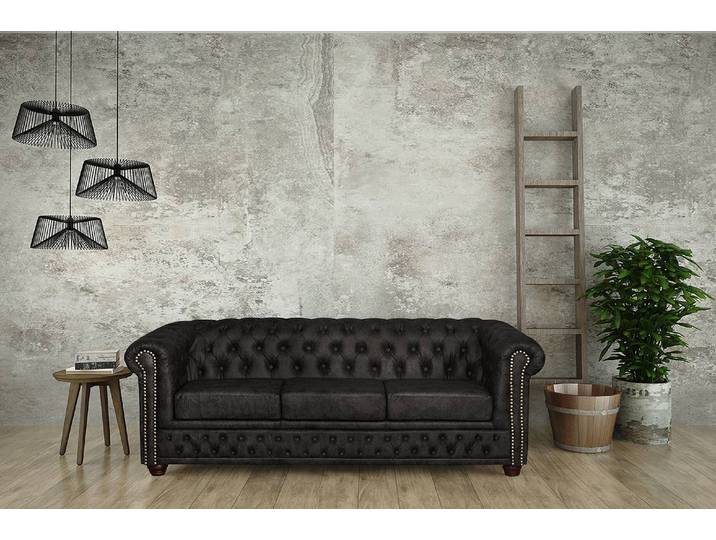 Salon 3-2-1 Imitation cuir Noir/Noir Cuir synthétique Industriel