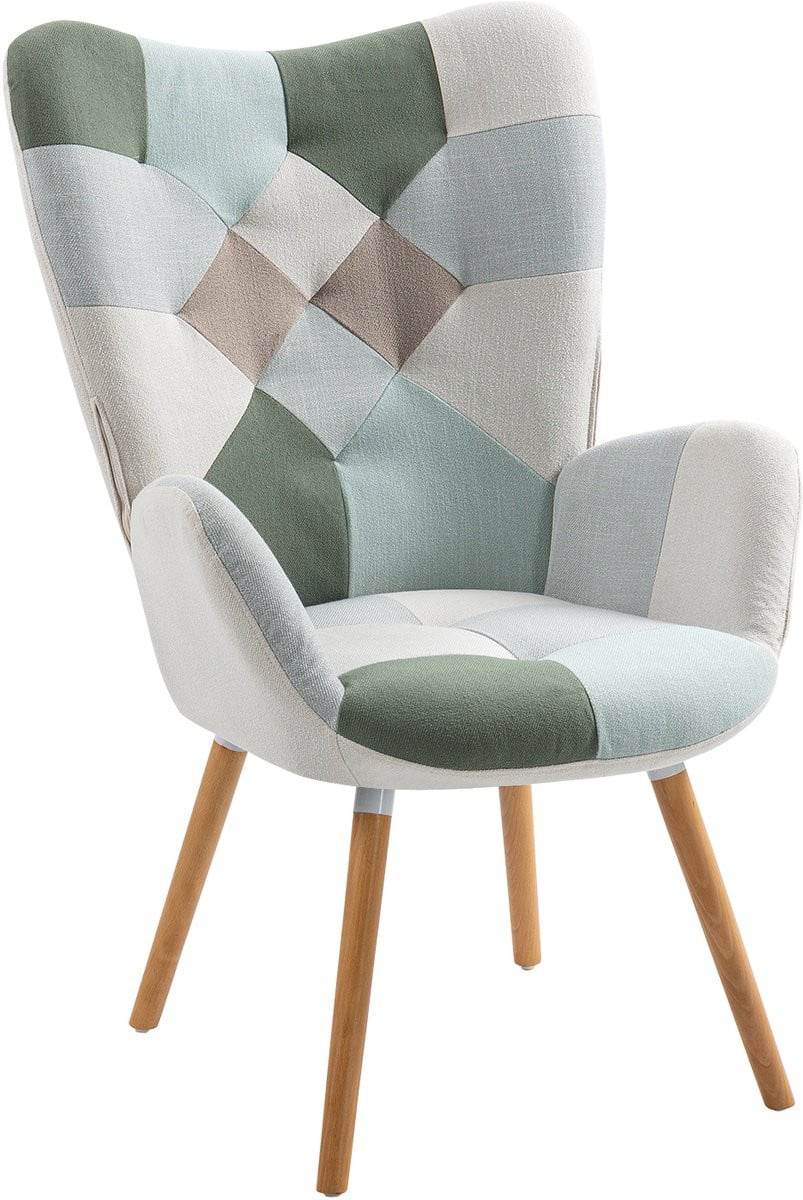 MEUBLES COSY Scandinavische patchwork fauteuil - Aqua