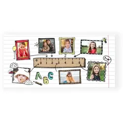 Einladungskarte Einschulung: Lineal mit Fotos in Weiß