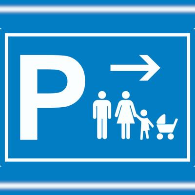 HB-Druck Eltern Kinderwagen Parkplatz Aufkleber mit Richtungspfeil rechts waagerecht A3 (297x420mm)
