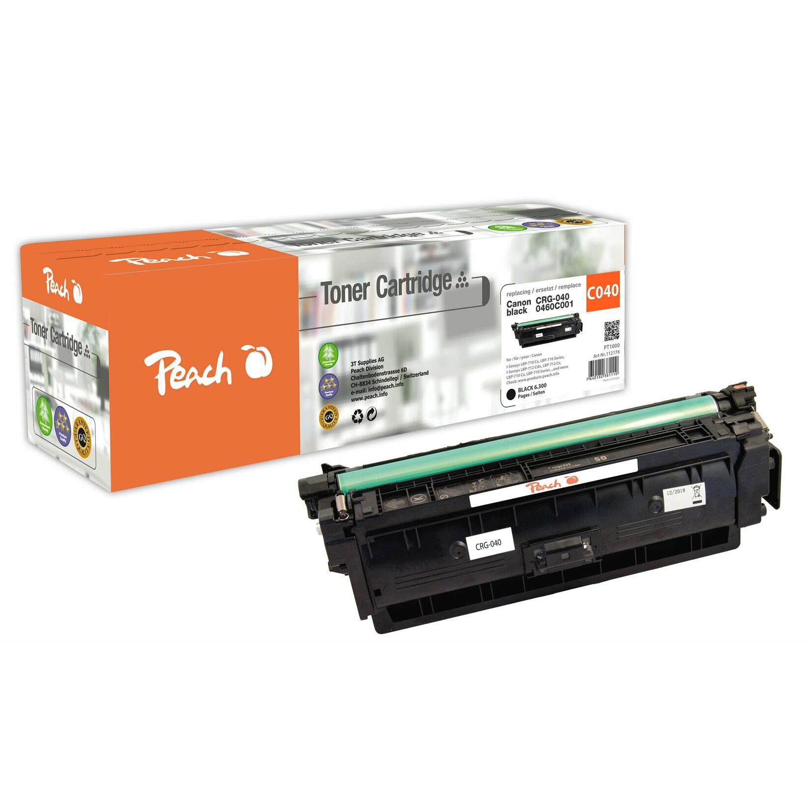 Peach HP 040 bk Toner bk ersetzt Canon CRG-040 bk, 0460C001 für z.B. Canon ISensys LBP -710 Cx, Canon ISensys LBP -710, Canon ISensys LBP -712 Cdn (wiederaufbereitet)
