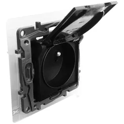 Steckdose mit Deckel und Kindersicherung 2P + E franz. System schwarz Niloe Step 863536