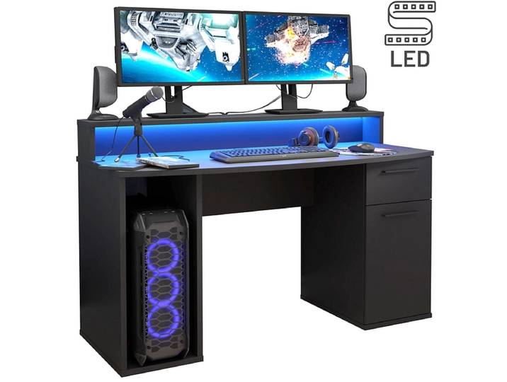 Gaming Schreibtisch RUSH 65x140x91.1cm schwarz