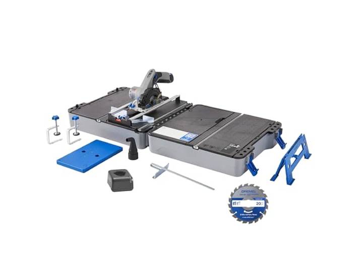 Dremel Blueprint 12V Station de Sciage Portative avec 1x Scie compacte sans fil 12V\, 1x Station de sciage\, 1x lame multi-matériaux\, 1x guide de coupe\, 2x Serre-joints