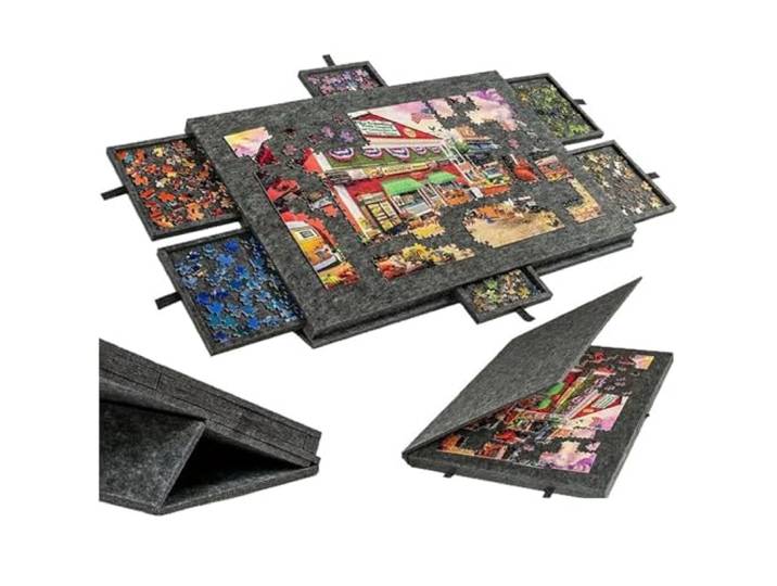 ByteRunning Puzzlebrett,Puzzletisch mit Schubladen,Neigbare Puzzle-Platte aus Filz,Puzzle-Aufbewahrungsbrett,rutschfeste Oberfläche,Einfach Verstaubau,für Hobbyisten und kreative Aktivitäten