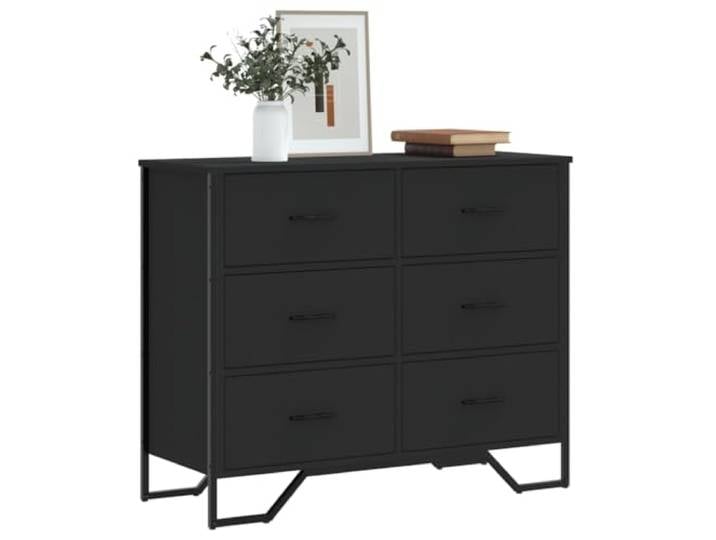 TUERYAFEK Kommode Schwarz 91x35,5x74,5 cm Holzwerkstoff mit Schubladen Stauraum, Schubladen, Feuchtigkeitsbeständig, stabil, glatte Oberfläche