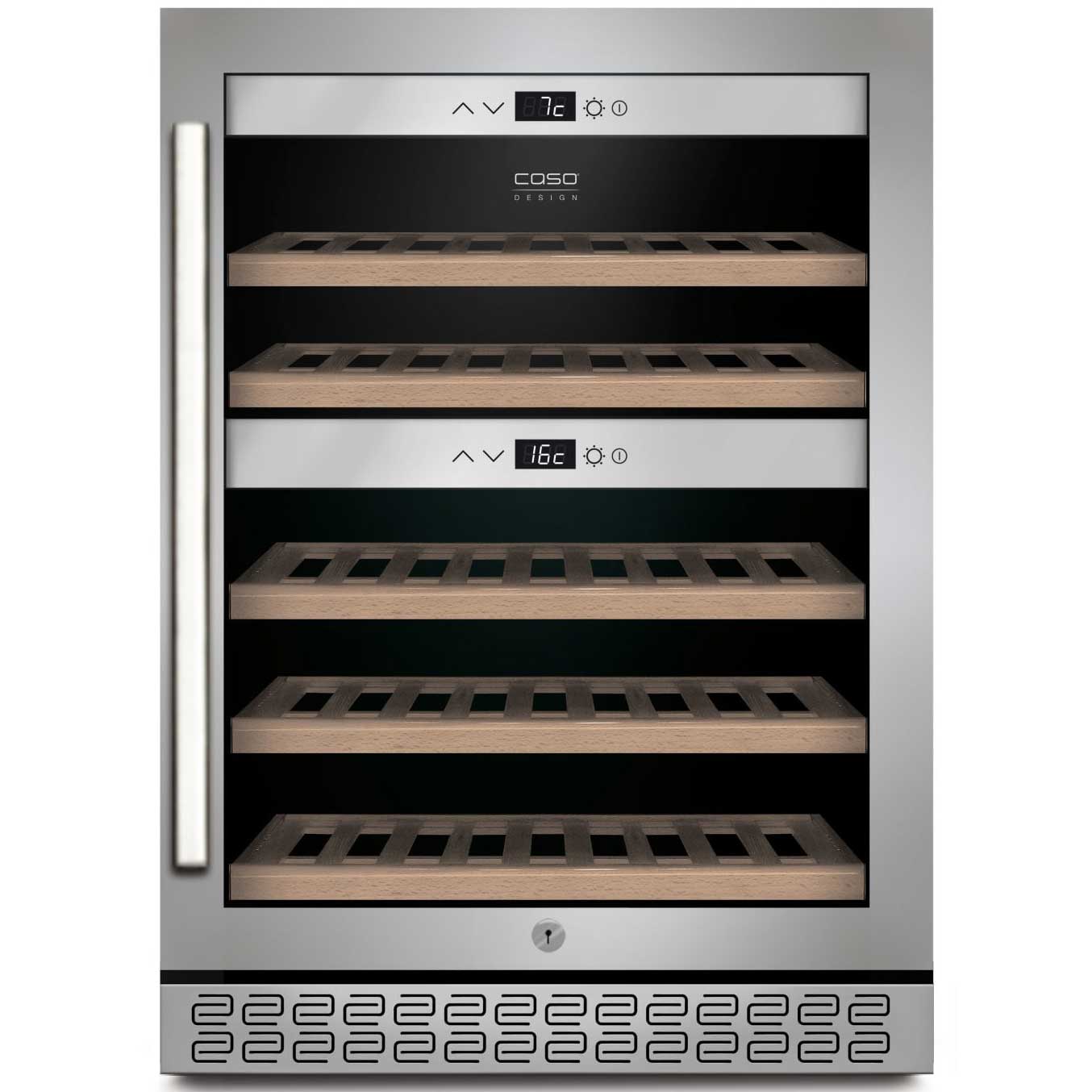 Caso WineChef Pro 40, Weinkühler mit Kompressor, Freistehend, 40 Flasche(n), 100 W, G, Edelstahl
