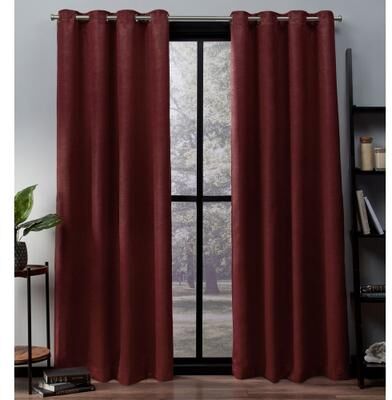 ATI Home Oxford Textured Sateen Room Darkening Blackout Grommet Top Curtain Panel Pair