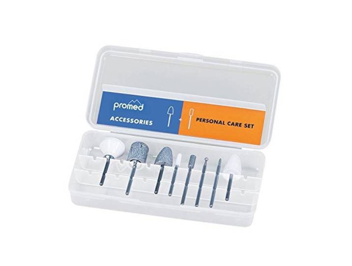 Promed Personal Care Schleifkörper-Set, 8 Schleifkörper für die Naturnagelbearbeitung, Bitset, Nagelfräser Aufsätze, Zubehör für Promed Fräser, Schaftdurchmesser 2,332 bis 2,350 mm.