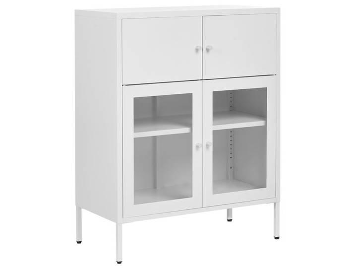 Buffet avec vitrine en verre ESHOLT Métal 80 cm Blanc