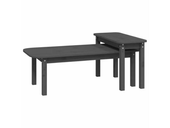Couchtisch-Set Grau 2er Set Kiefer massiv Couchtisch und Beistelltisch, Getränkeplatte und Dekorationen, platzsparend, verschiedene Kombinationen, Montageanleitung