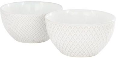 Gibson Set of 2, 6 Inch Ribbed Stoneware Cereal Bowl White
