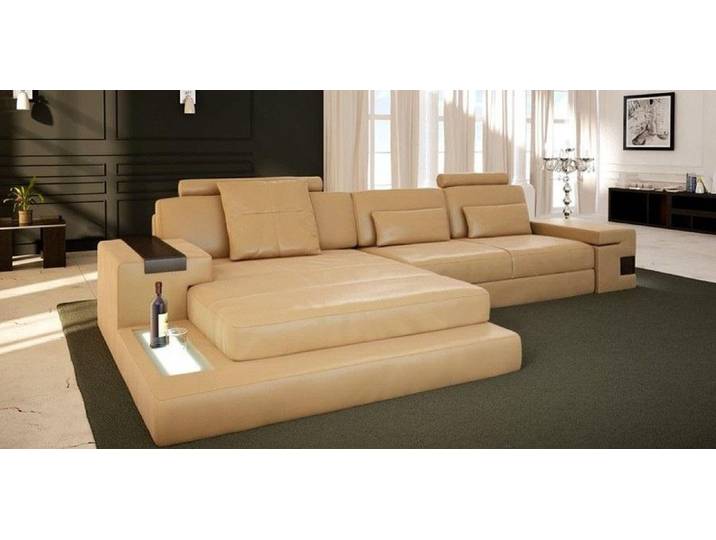 JVmoebel Ecksofa Leder Wohnlandschaft mit USB-Ladefunktion und großzügigen Sitzflächen, Made in Europa