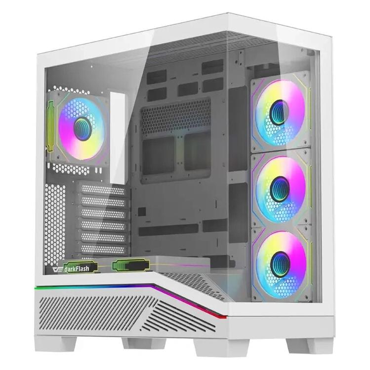 Darkflash Tech Computergehäuse Darkflash K430 + Lüfter (weiss) (ATX, mATX, Mini-ITX) (K430 White +6F)