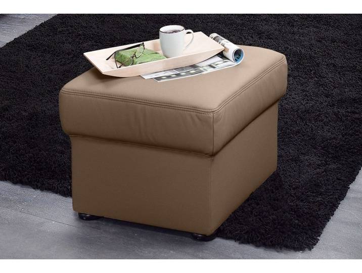 Hocker SIT & MORE Bansin , braun (cappuccino), B:58cm H:45cm T:58cm, Luxus-Microfaser ALTARA NUBUCK (100% Polyester);SOFTLUX-Kunstleder;NaturLEDER (echtes Rindsleder)/Korpus SOFTLUX-Kunstleder, Hocker, Polsterhocker Lederhocker