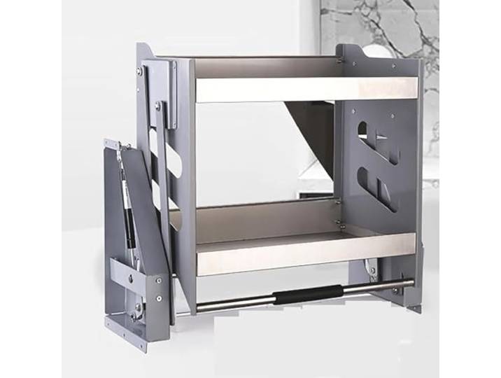 LoiYtrd Gewürzregal, Schrankregal, herunterklappbares Küchenregal, Hebekorb, Edelstahl, Wandschrank, Teleskop, for Küchen-, Café-Schränke und Speisekammer(56x30x52cm)