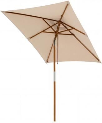 Costway 7 Feet Outdoor Rectangular Patio Umbrella with 3 Adjustable Heights-Beige